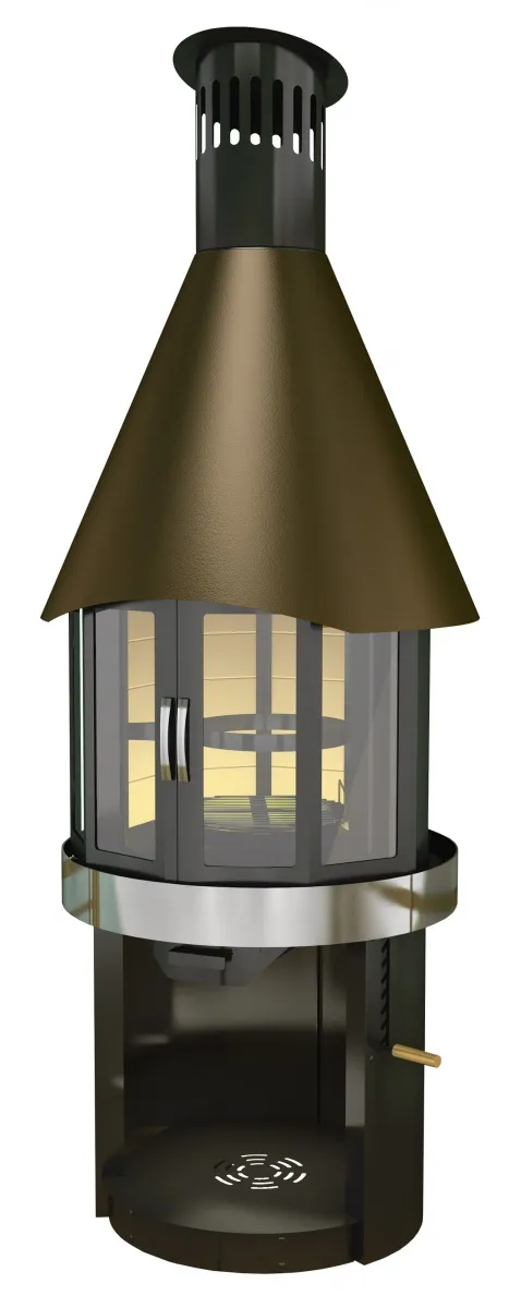 гриль grillux suomi grill fireplace многофункциональный, дверцы со стеклом