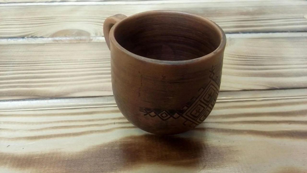 кружка глиняная кофейная, засеянное поле, ручная работа, маслянка
