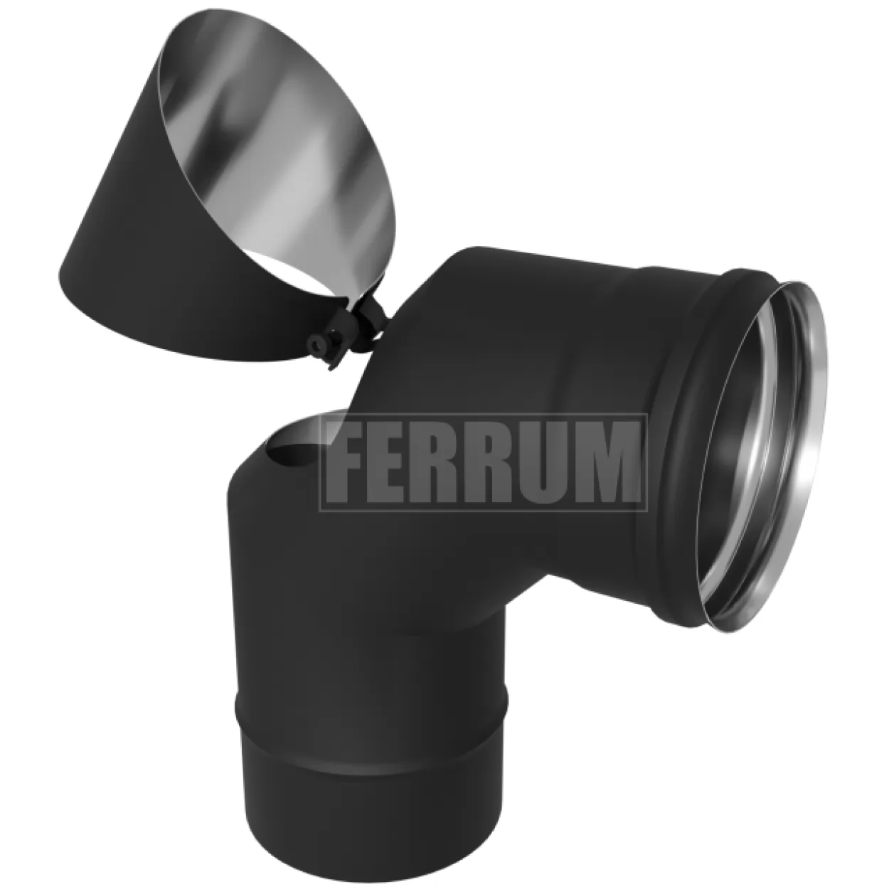 колено-ревизия угол 90°  (430/0,8 мм / эмаль /600° черная) ф115 blackside (ferrum)
